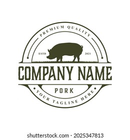 Plantilla de diseño del logotipo del cerdo ruso vintage