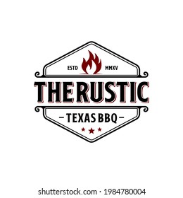 Vintage The Rustic Texas BBQ Logo tamplate