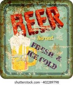 vintage rusty beer sign, vector illustration