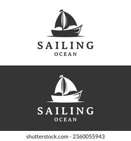 Vintage sailboat logo. Logo for nautical, ocean, marine, badge.