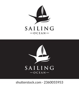 Vintage sailboat logo. Logo for nautical, ocean, marine, badge.