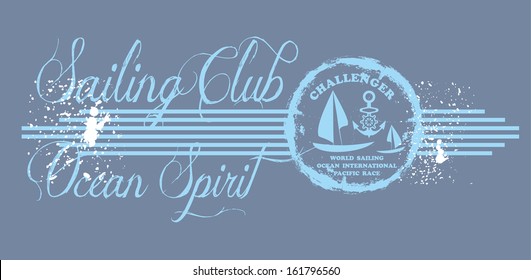 vintage sailing club vector art