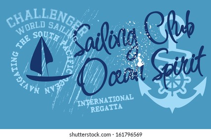 vintage sailing club vector art