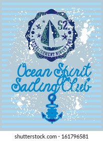 vintage sailing club vector art