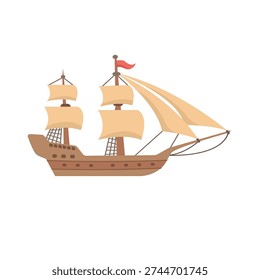 Vintage sailing ship boat vector illustration, old wooden sailing ship vector image, clip art ships, sailing clip art, ship clip art