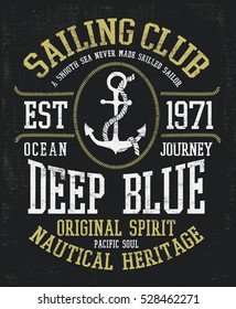 Vintage sailor typography for t-shirt print , vector illustration