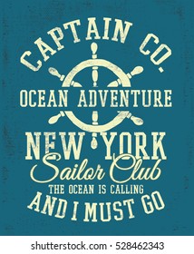 Vintage sailor typography for t-shirt print , vector illustration