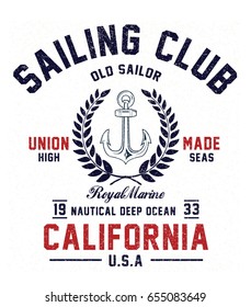 Vintage sailor typography for t-shirt print , vector illustration