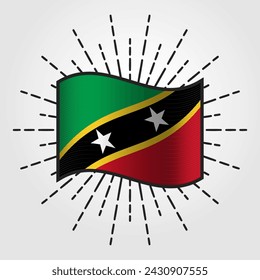 Vintage Saint kitts and Nevis National Flag Illustration