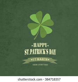 Vintage Saint Patrick's Day Background  With Clover And Title Inscription