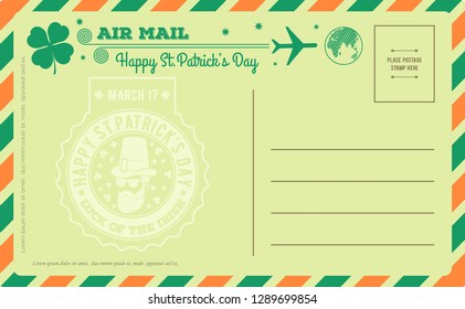 Vintage Saint Patrick's Day Postcard. Vector illustration.