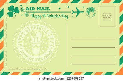 Vintage Saint Patrick's Day Postcard. Vector illustration.