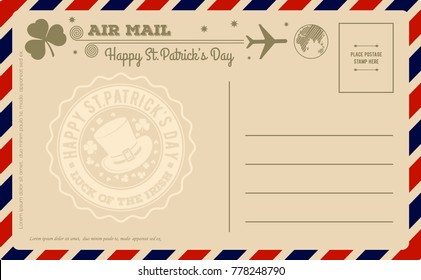 Vintage Saint Patrick's Day Postcard. Vector illustration.