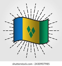 Vintage Saint Vincent and the Grenadines National Flag Illustration