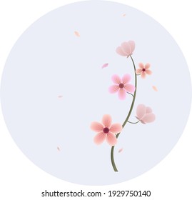 Vintage sakura, great design for any purpose. Vector holiday design template. Invitation card, banner, postcard. Decorative print. Botanical background. A set of templates. Blue background. Spring des