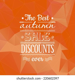 Vintage sale discount Autumn composition on modern blurred and polygonal background, 10 EPS