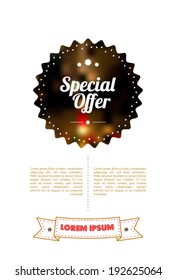 Vintage sale discount Special offer button on modern blurred background, 10 EPS