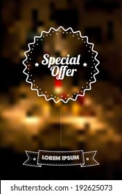 Vintage Sale Discount Special Offer Button On Modern Blurred Background, 10 EPS