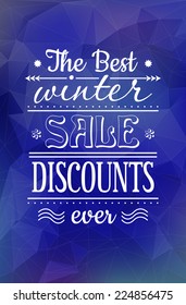 Vintage sale discount Winter composition on modern blurred and polygonal background, 10 EPS