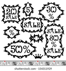 Vintage Sale frame label set template,Vector illustration
