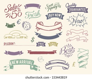 Vintage sale graphic elements set