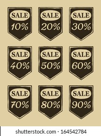 Vintage sale icons set