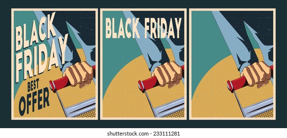 Vintage sale posters and template for your messages.