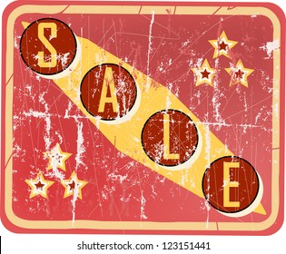 Vintage Sale Sign, Vector Illustration