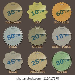  Vintage sale stickers and labels. Vector set