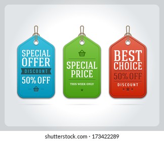 Vintage sale tags vector design elements. Retro style. 