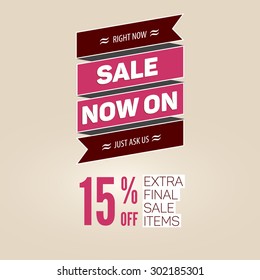 Vintage sale vector template with discount percentage. Sale now on banner