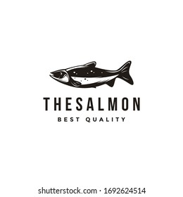 Vintage Salmon fish logo icon vector template on white background