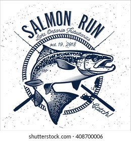 Vintage Salmon Fishing Emblem