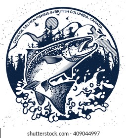 Vintage Salmon Fishing Emblem