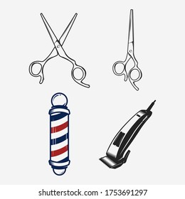 Vintage salon label and barbershop logo  icon and vector illustration