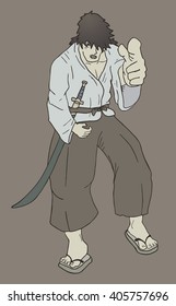 Vintage samurai draw
