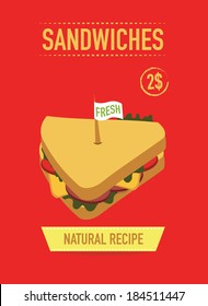 vintage sandwiches poster. concept vector illustration. 
