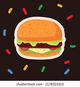 Vintage Sandwiches Poster. Vector illustration on the bright background