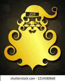 Vintage Santa Claus with a big beard smiles.Happy new year and merry Christmas.Vector illustration