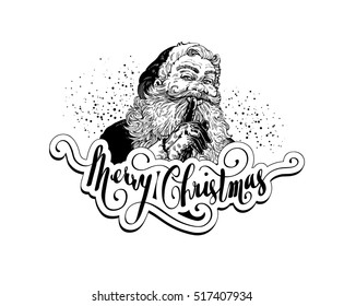 Vintage Santa Claus retro vector illustration for christmas cards and layouts