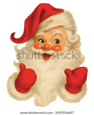 Vintage Santa Claus Vector – Retro Christmas Illustration with Cheerful Expression