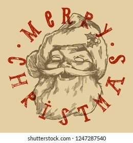 Vintage Santa Face Retro Christmas Label