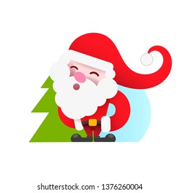 Vintage Santa logo for your design and needs. Vector illustration. Happy new year