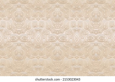 Vintage satin embossed light background, exotic cover design. Geometric unique 3D pattern, ethnic texture in hand drawn style. Oriental, Asian, Indian, Mexican, Aztec, Peru motifs.