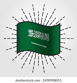 Vintage Saudi Arabia National Flag Illustration