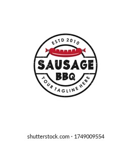 Vintage sausage barbeque logo design