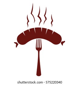 Vintage sausage grill illustration label. Vector illustration