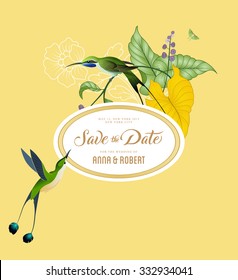 Vintage Save the Date Illustration. Wedding Invitation Card Design.