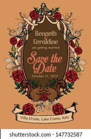 vintage save the date template vector/illustration