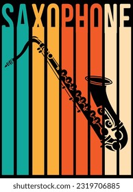 Vintage saxophone vector art design, eps file. design file for t-shirt. SVG, EPS cuttable design file